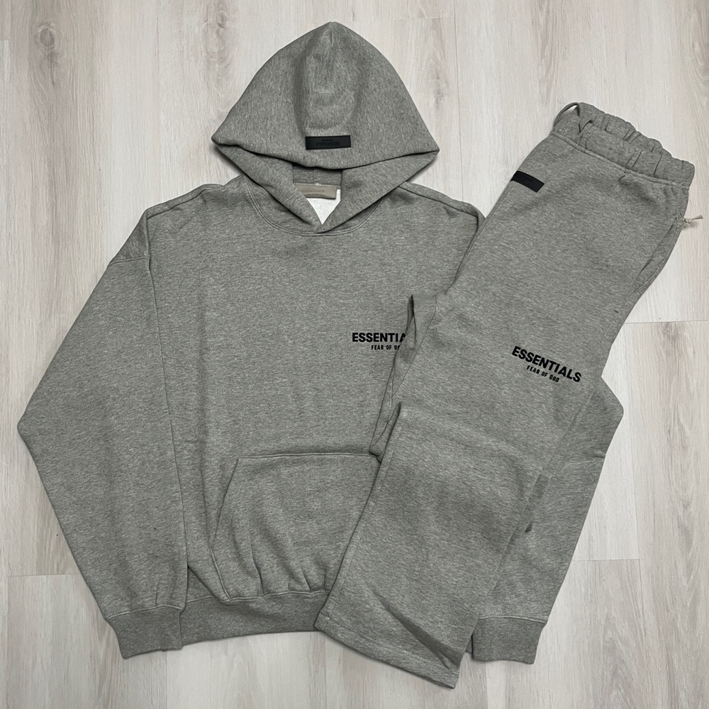 Essentials Heather Gray Hoodie and Joggers